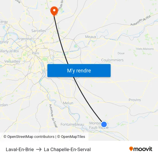 Laval-En-Brie to La Chapelle-En-Serval map