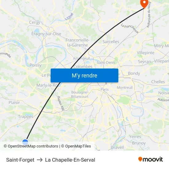 Saint-Forget to La Chapelle-En-Serval map