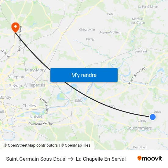 Saint-Germain-Sous-Doue to La Chapelle-En-Serval map