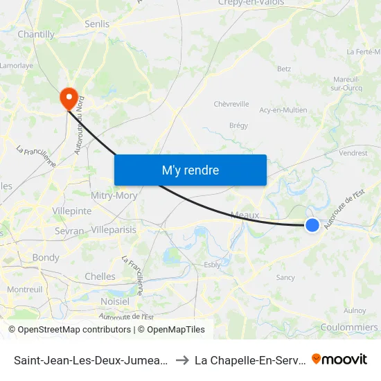 Saint-Jean-Les-Deux-Jumeaux to La Chapelle-En-Serval map