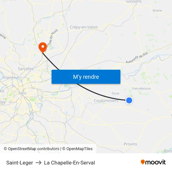 Saint-Leger to La Chapelle-En-Serval map