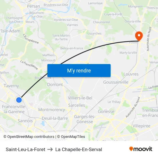 Saint-Leu-La-Foret to La Chapelle-En-Serval map