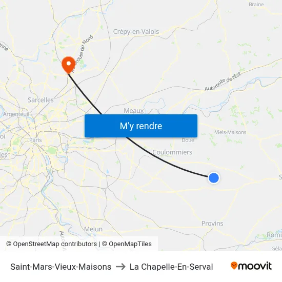 Saint-Mars-Vieux-Maisons to La Chapelle-En-Serval map