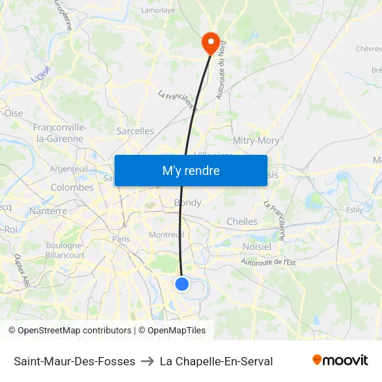 Saint-Maur-Des-Fosses to La Chapelle-En-Serval map