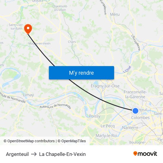 Argenteuil to La Chapelle-En-Vexin map