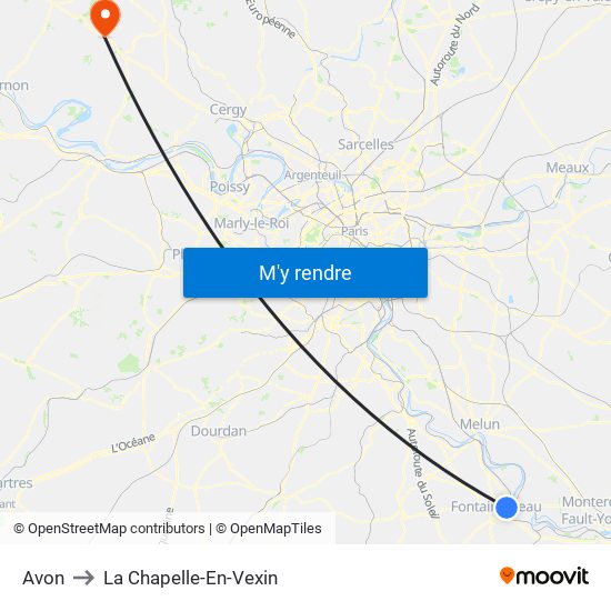Avon to La Chapelle-En-Vexin map