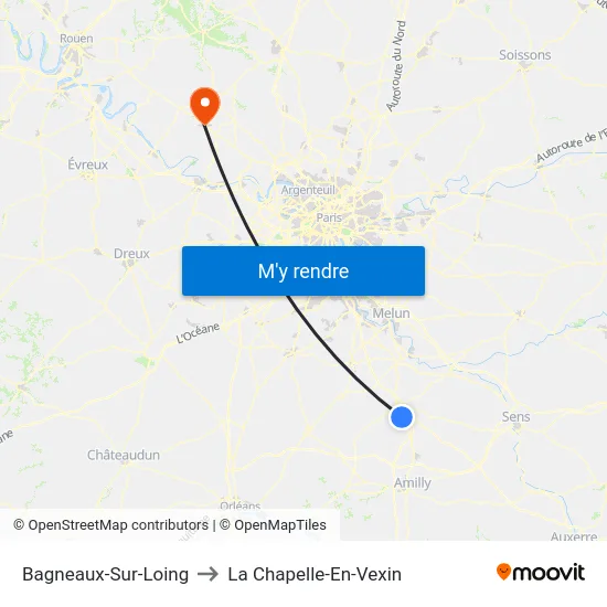 Bagneaux-Sur-Loing to La Chapelle-En-Vexin map