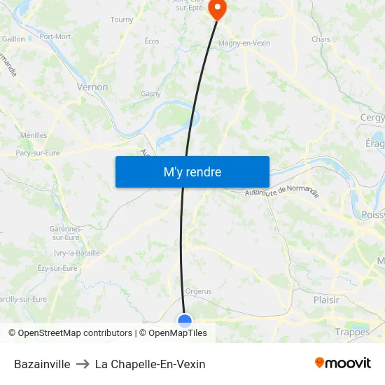Bazainville to La Chapelle-En-Vexin map