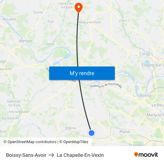 Boissy-Sans-Avoir to La Chapelle-En-Vexin map