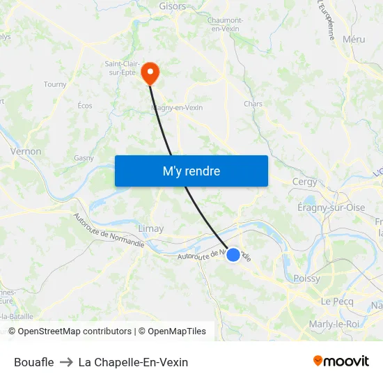 Bouafle to La Chapelle-En-Vexin map