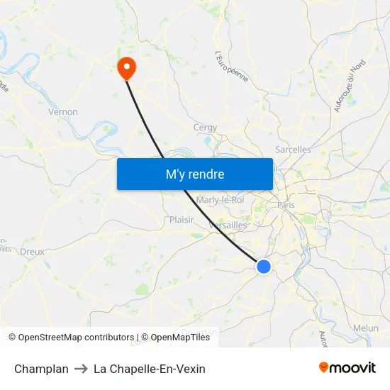 Champlan to La Chapelle-En-Vexin map