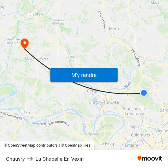 Chauvry to La Chapelle-En-Vexin map