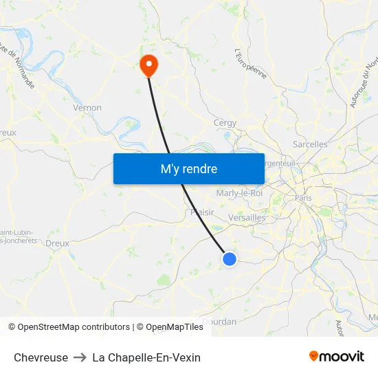 Chevreuse to La Chapelle-En-Vexin map