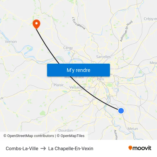 Combs-La-Ville to La Chapelle-En-Vexin map