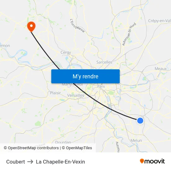 Coubert to La Chapelle-En-Vexin map