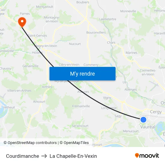 Courdimanche to La Chapelle-En-Vexin map