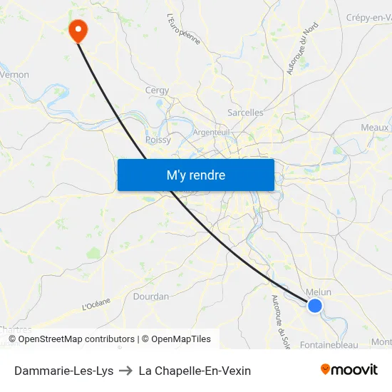Dammarie-Les-Lys to La Chapelle-En-Vexin map