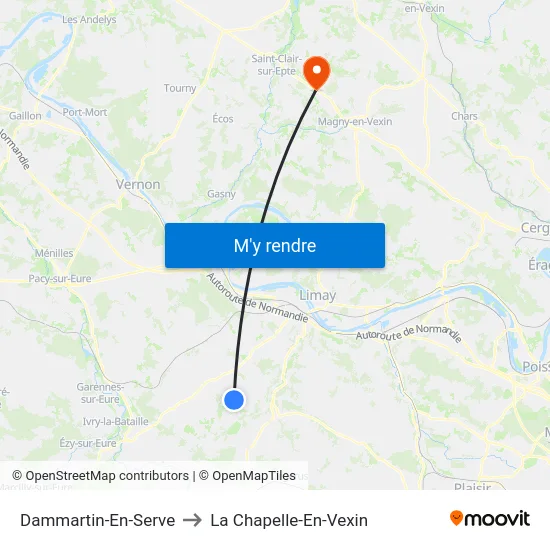 Dammartin-En-Serve to La Chapelle-En-Vexin map