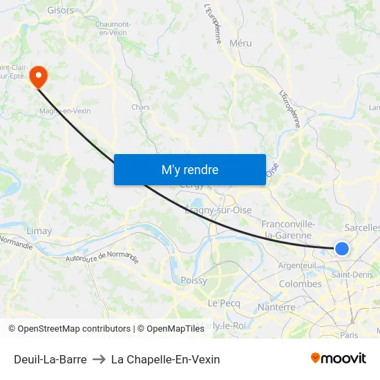 Deuil-La-Barre to La Chapelle-En-Vexin map