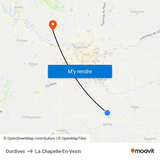 Dordives to La Chapelle-En-Vexin map