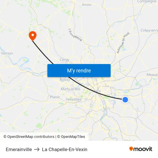 Emerainville to La Chapelle-En-Vexin map