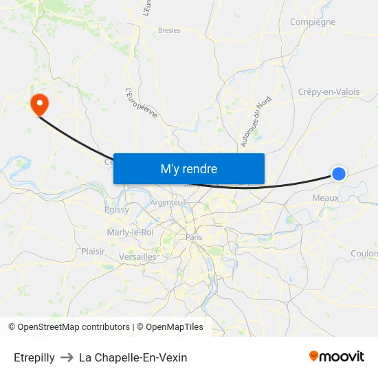 Etrepilly to La Chapelle-En-Vexin map