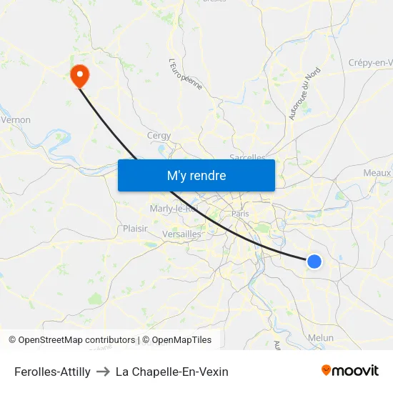 Ferolles-Attilly to La Chapelle-En-Vexin map