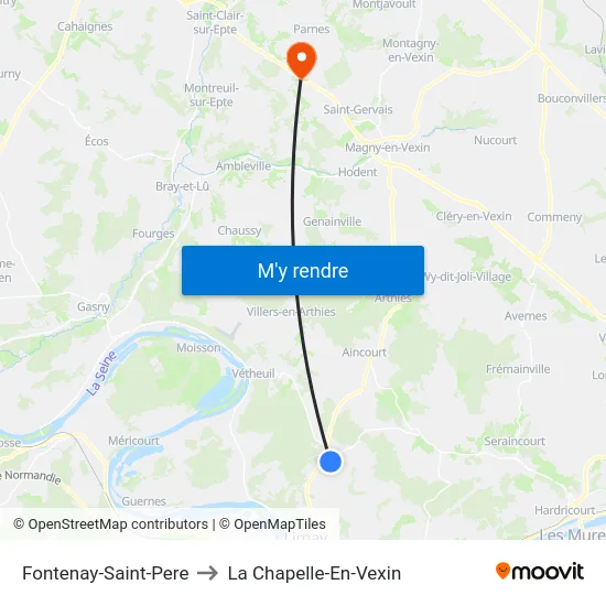 Fontenay-Saint-Pere to La Chapelle-En-Vexin map