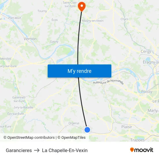 Garancieres to La Chapelle-En-Vexin map