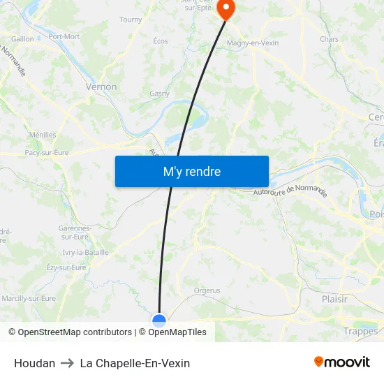 Houdan to La Chapelle-En-Vexin map
