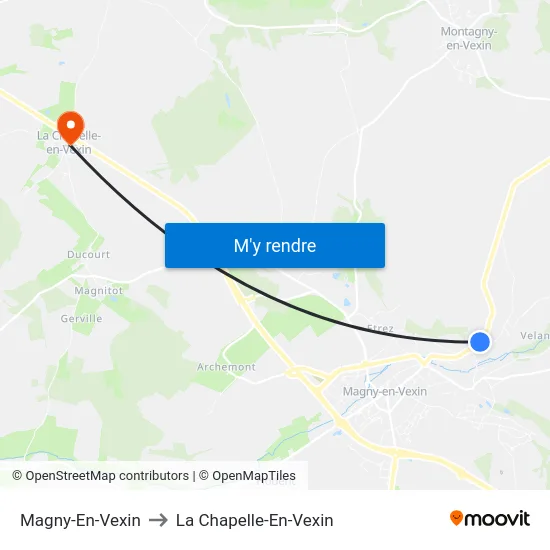 Magny-En-Vexin to La Chapelle-En-Vexin map