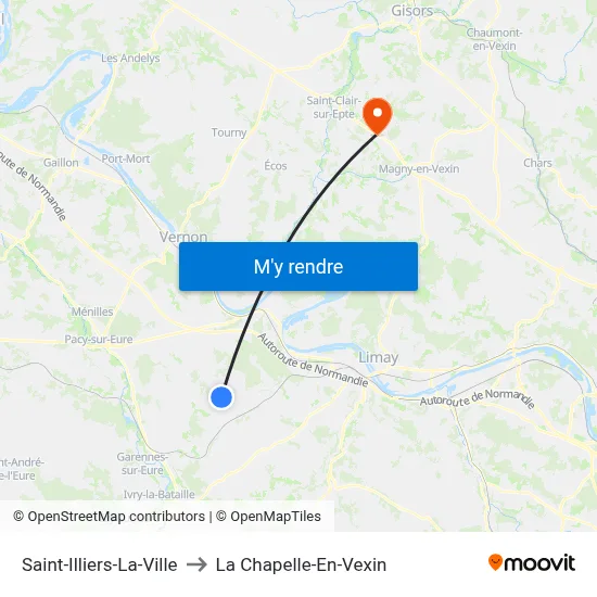 Saint-Illiers-La-Ville to La Chapelle-En-Vexin map
