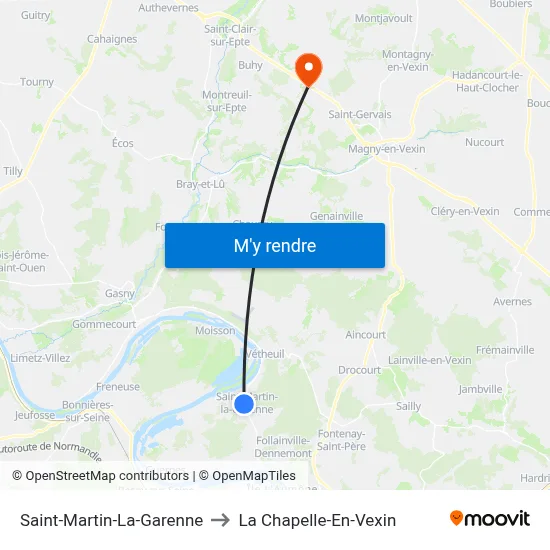 Saint-Martin-La-Garenne to La Chapelle-En-Vexin map