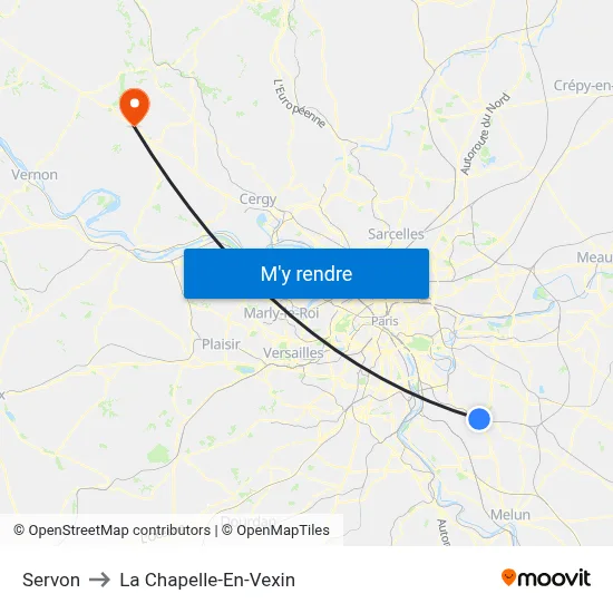 Servon to La Chapelle-En-Vexin map