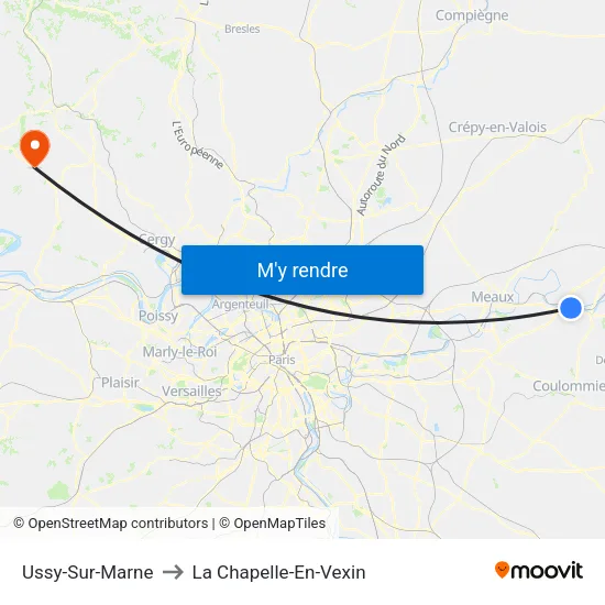 Ussy-Sur-Marne to La Chapelle-En-Vexin map