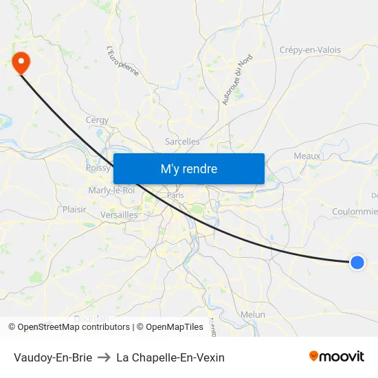 Vaudoy-En-Brie to La Chapelle-En-Vexin map