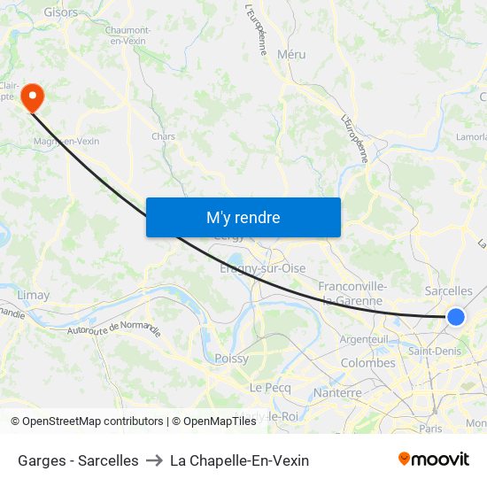 Garges - Sarcelles to La Chapelle-En-Vexin map