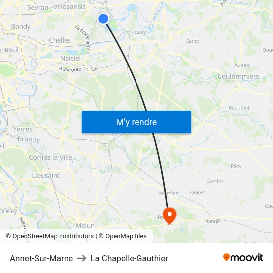 Annet-Sur-Marne to La Chapelle-Gauthier map