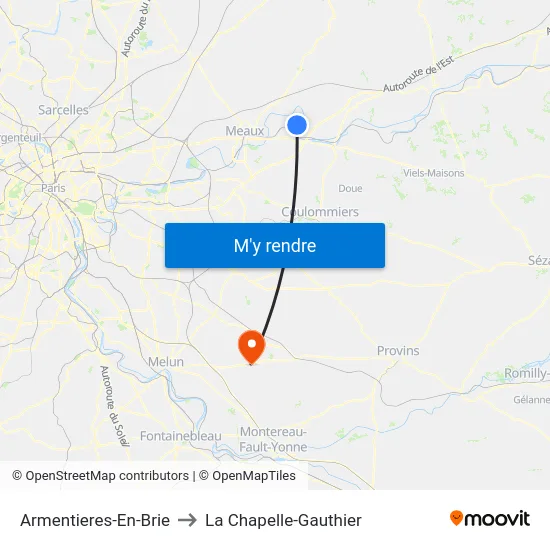 Armentieres-En-Brie to La Chapelle-Gauthier map