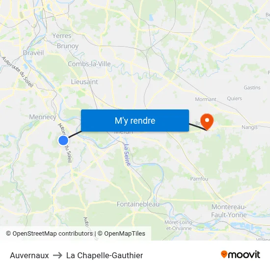 Auvernaux to La Chapelle-Gauthier map