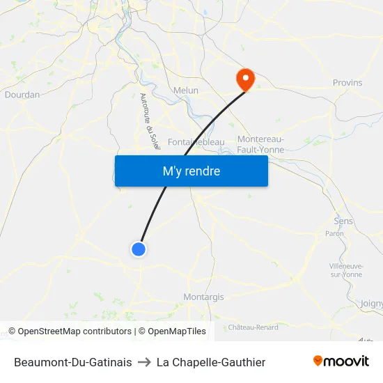 Beaumont-Du-Gatinais to La Chapelle-Gauthier map