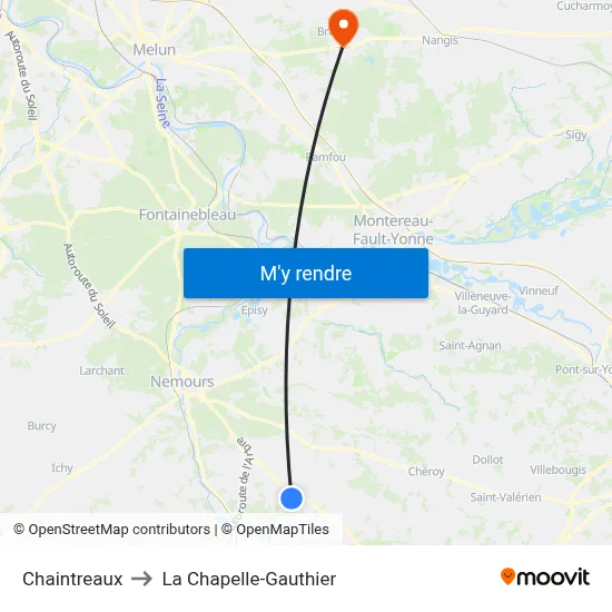 Chaintreaux to La Chapelle-Gauthier map