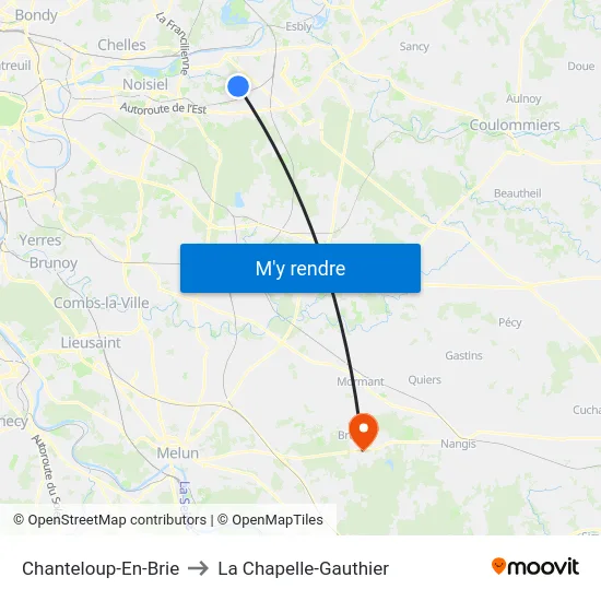 Chanteloup-En-Brie to La Chapelle-Gauthier map