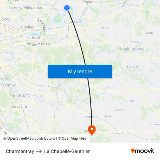 Charmentray to La Chapelle-Gauthier map