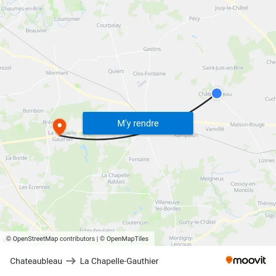 Chateaubleau to La Chapelle-Gauthier map