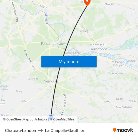 Chateau-Landon to La Chapelle-Gauthier map