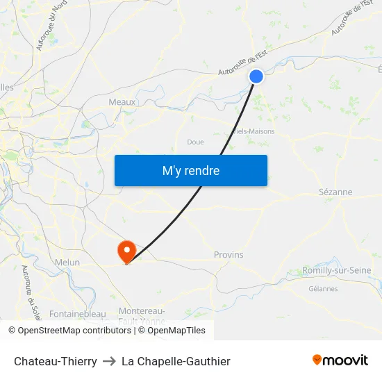 Chateau-Thierry to La Chapelle-Gauthier map
