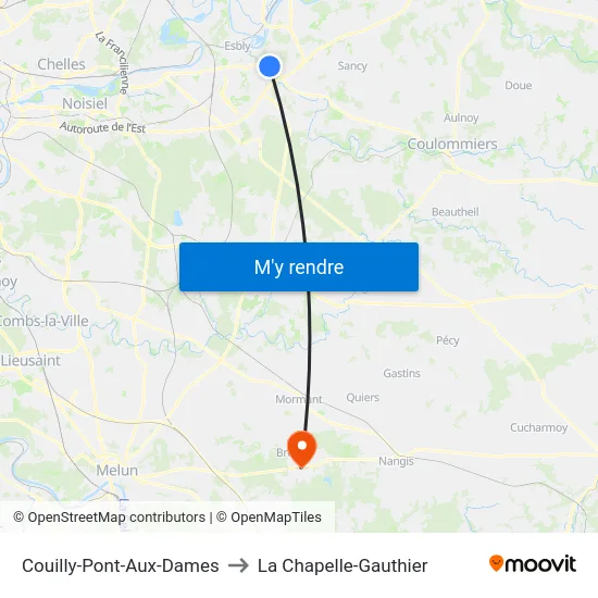 Couilly-Pont-Aux-Dames to La Chapelle-Gauthier map