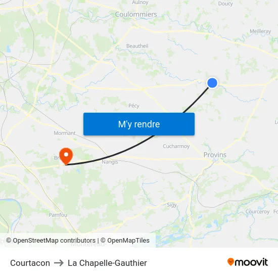 Courtacon to La Chapelle-Gauthier map