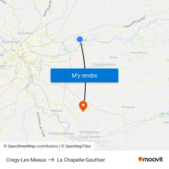 Cregy-Les-Meaux to La Chapelle-Gauthier map